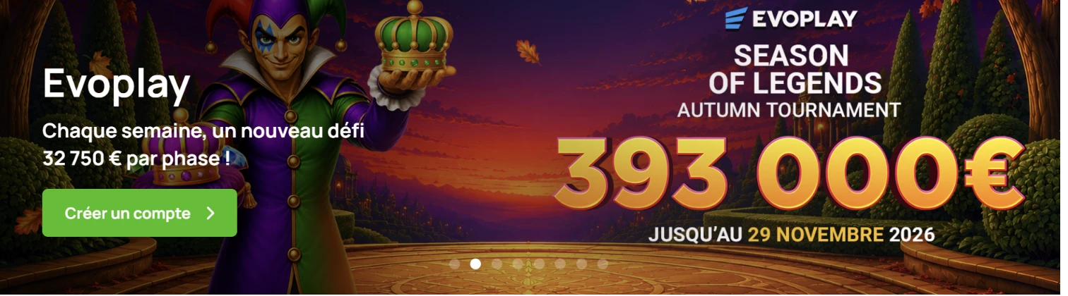 Tournoi Season of Legends d'Evoplay relayé par Millionz Casino